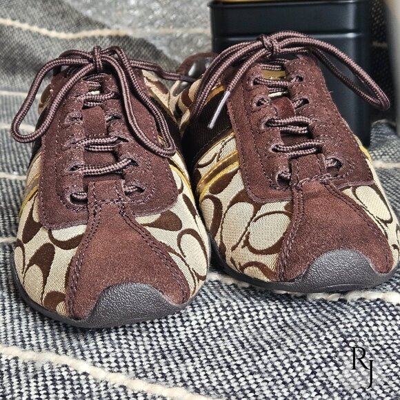 Coach Remonna Canvas & Suede Signature C Logo Sneakers - Picture 6 of 11
